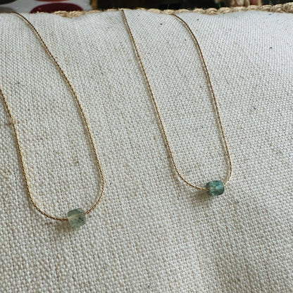 Kyanite Gold Necklace <br> Minimalist square
