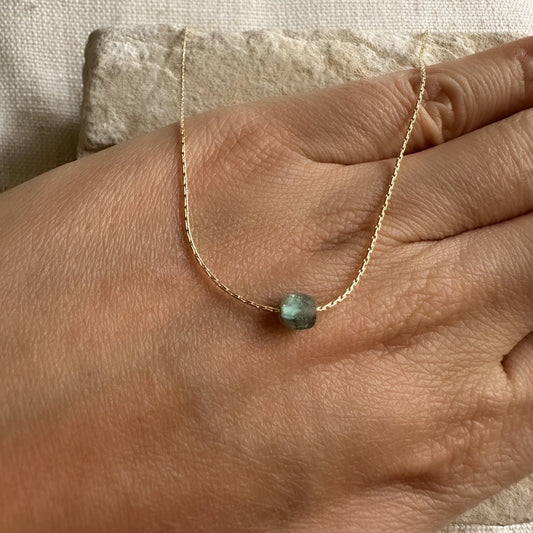Kyanite Gold Necklace <br> Minimalist square