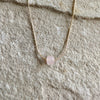 Rose Quartz Gold Necklace (June Birthstone) <br> Minimalist Square