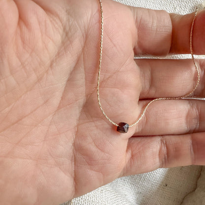 Garnet Gold Necklace (January Birthstone) <br> Minimalist square