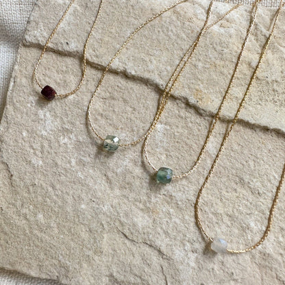 Labradorite Gold Necklace <br> Minimalist square