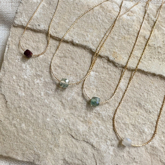Labradorite Gold Necklace <br> Minimalist square