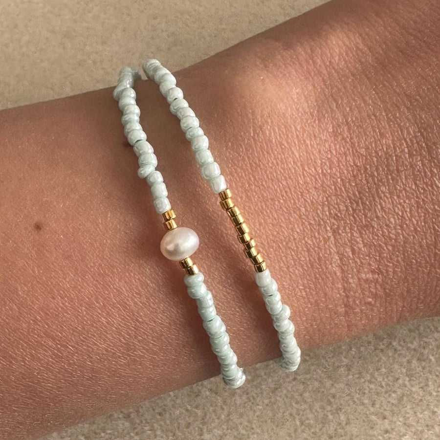 Mimi Aqua Green Pearl Gold Bracelet