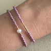 Set of 2 Lilac Rocaille Bracelets Gold and Pearl