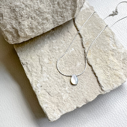 Mother Pearl Shell Drop Necklace Sterling Silver
