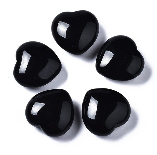 Obsidian heart palm stone