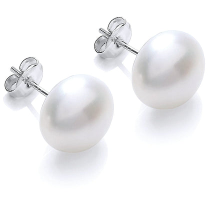 White Pearl Stud Earrings (Sterling silver)