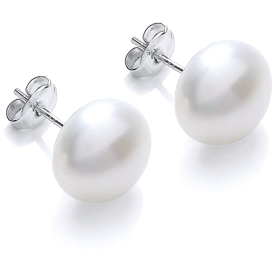 White Pearl dome earrings (Sterling silver)
