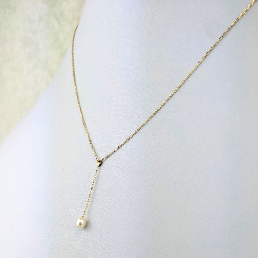 Pearl Gold Drop Necklace 9k Gold