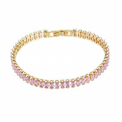 REINA Pink Colored Pave Tennis Bracelet Clasp