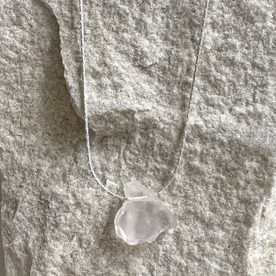 Rose quartz raw Sterling Silver Necklace