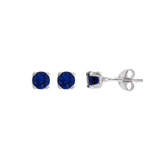 Sapphire Stud Earrings White Gold 18k 4mm