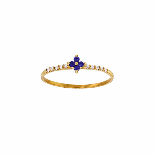 Sapphire Flower Gold Diamonds Ring (18k Gold)