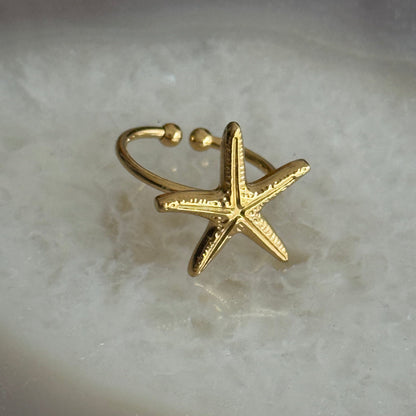 Starfish shell Gold Ring