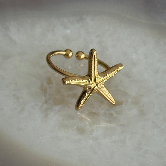 Starfish shell Gold Ring