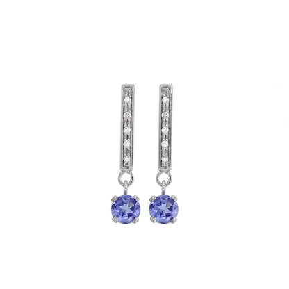 Tanzanite Stud Earrings with Diamonds (18k White Gold)