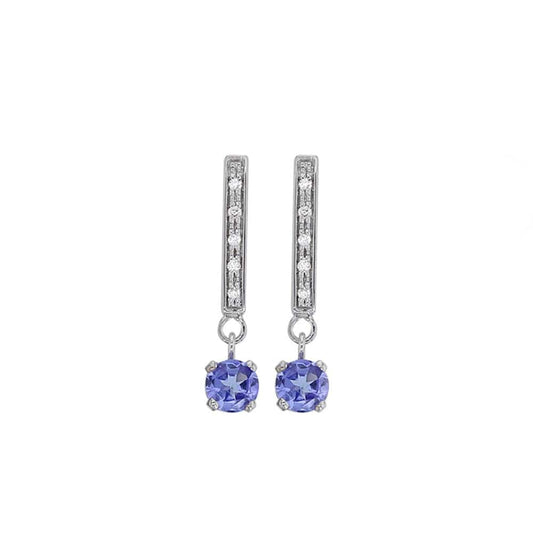 Tanzanite Stud Earrings with Diamonds (18k White Gold)