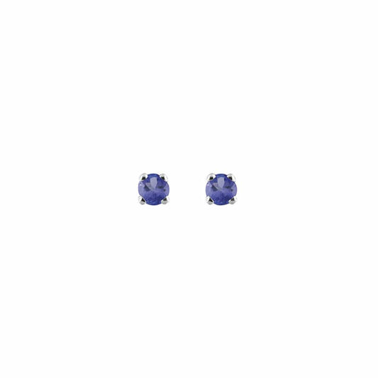 Tanzanite Stud Round Earrings (18k White Gold)