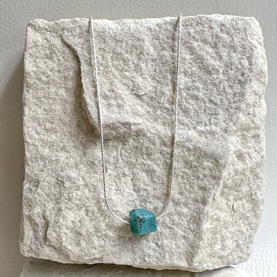 Turquoise Raw Stone Sterling Silver Necklace