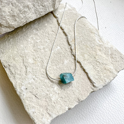 Turquoise Raw Stone Sterling Silver Necklace