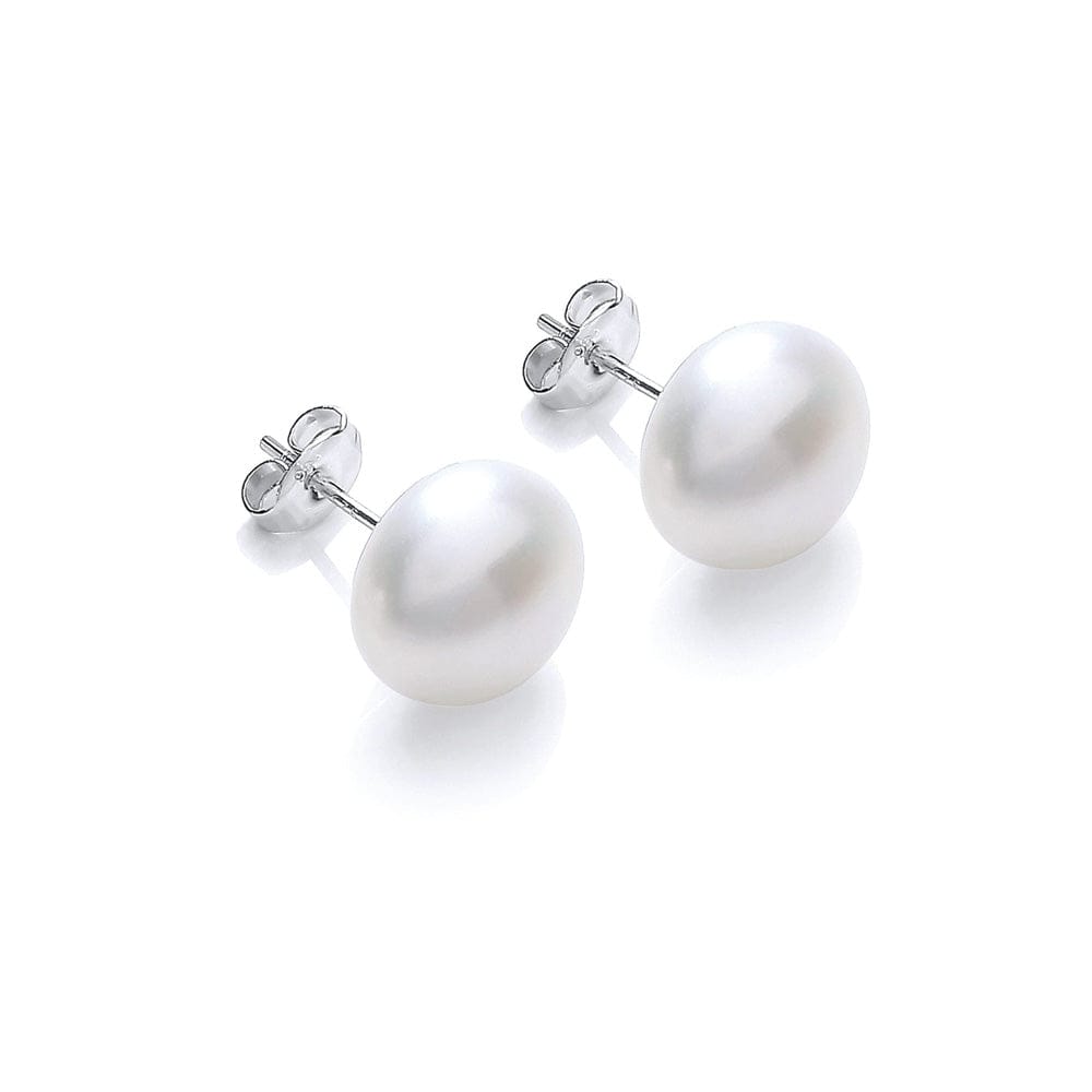 White Pearl Studs Earrings Sterling Silver