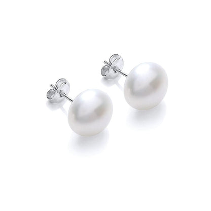 White Pearl Studs Earrings Sterling Silver