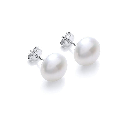 White Pearl Studs Earrings Sterling Silver