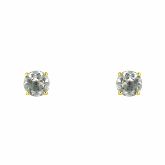 Majestic White Topaz Stud Earrings (9 Karats Gold)