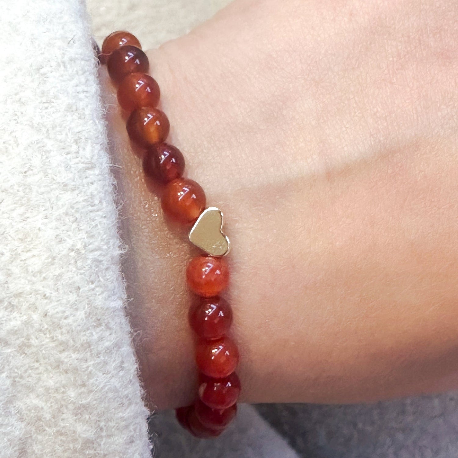 Carnelian Bracelet 6mm Heart