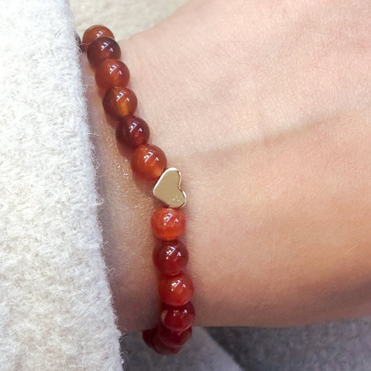 Carnelian Bracelet 6mm Heart