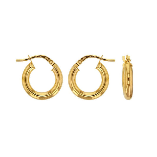 Classic Large Creole Hoops Earrings 15mm (9k Gold)