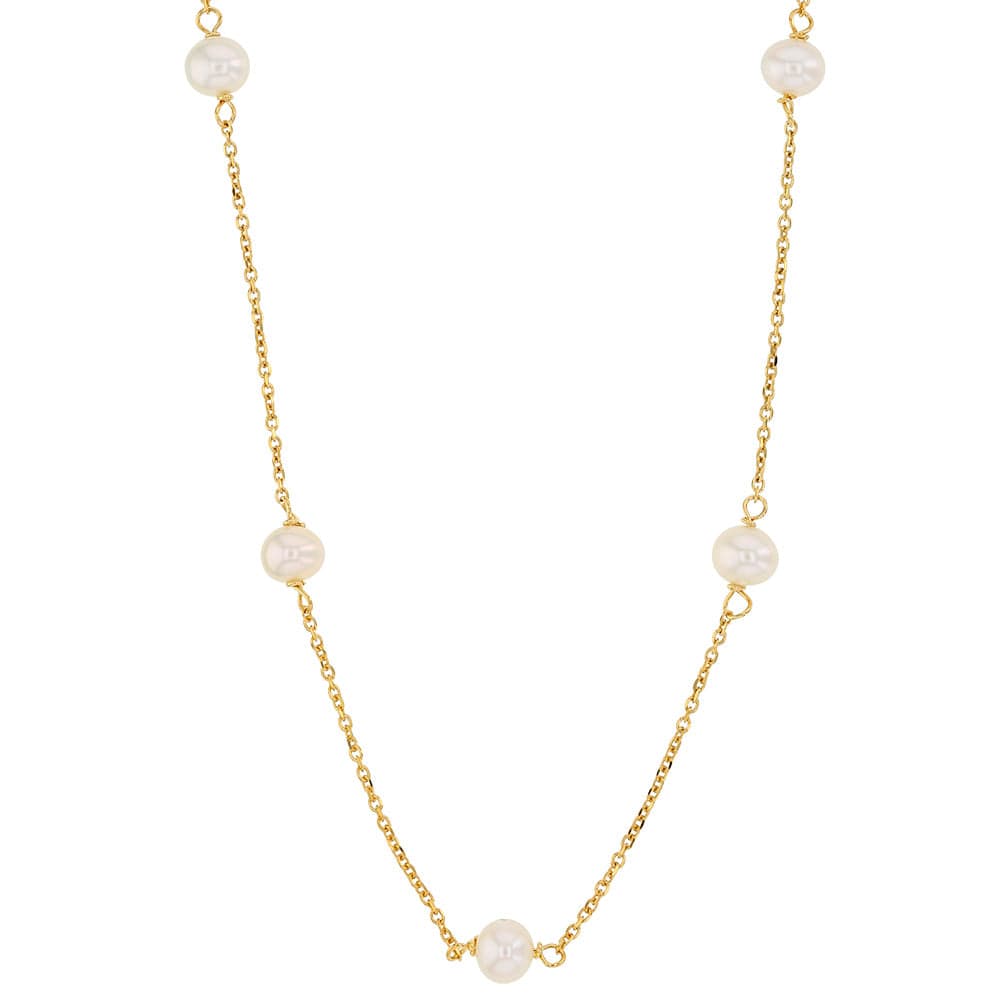 Pearls Gold Chain Necklace (18k gold)