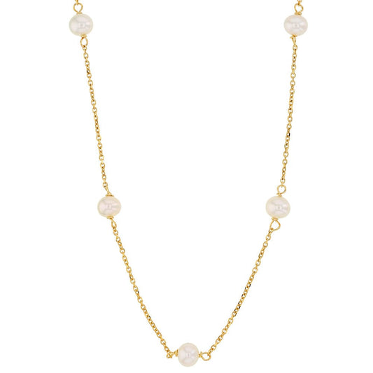 Pearls Gold Chain Necklace (18k gold)