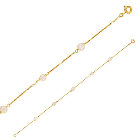 Pearls Gold Chain Bracelet (18k gold)