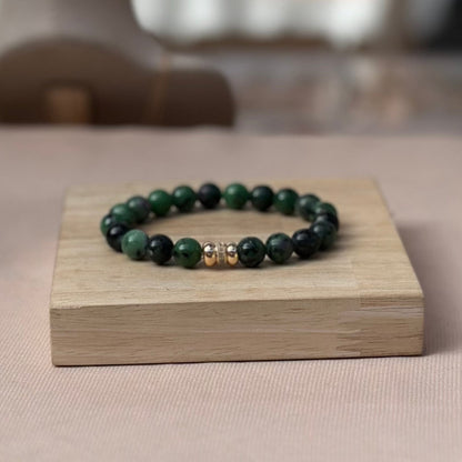 Ruby-in-ziosite Bracelet Gold 8mm <br> Bohemian Bracelet