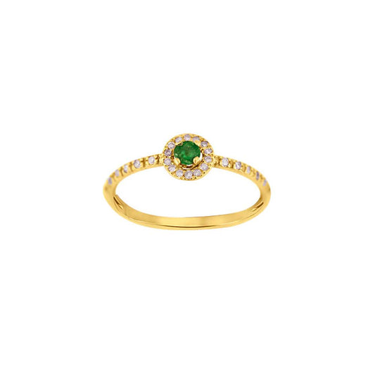 Emerald Solitaire Gold Ring with Diamonds (18k Gold)