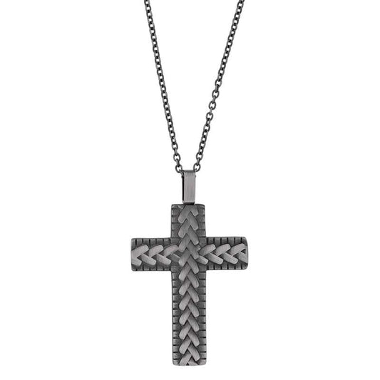 Large Cross Necklace Black Steel