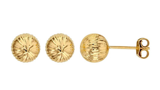 Textured Gold Bead Stud Earrings 9k Gold