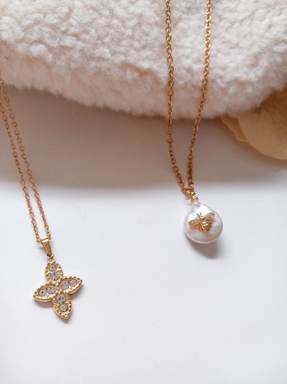 Royal Bee Pearl Gold Necklace