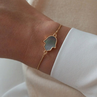 Hamsa Abalone Gold Bracelet | Mi Cielo London