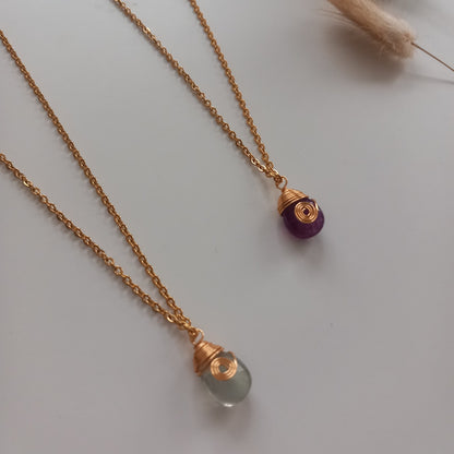 Drop Wrap Stone Gold Necklace