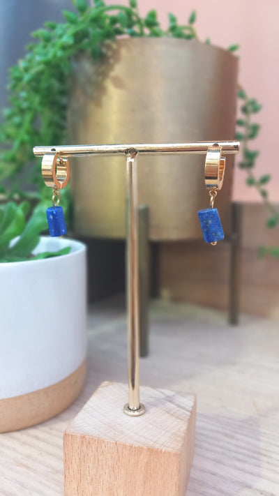 Earrings Lapis Lazuli Hoops
