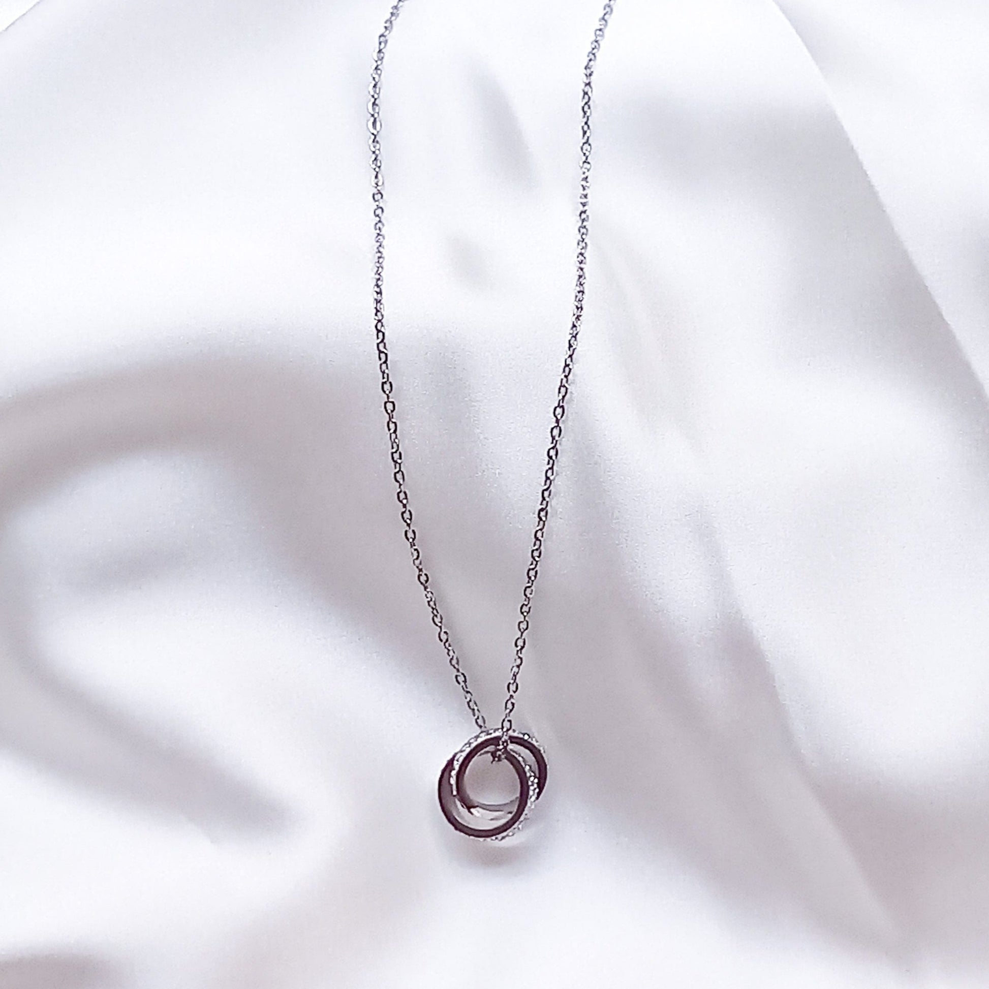 Silver Duo Disks Necklace