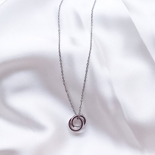 Silver Duo Disks Necklace