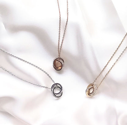 Silver Duo Disks Necklace