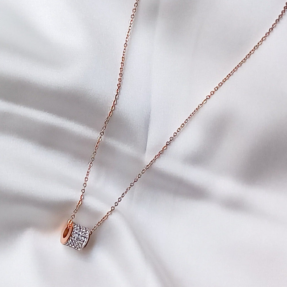 Rose gold cylinder necklace