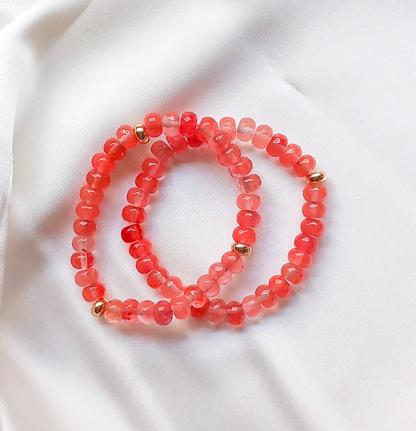 Strawberry quartz Heishi Bracelet