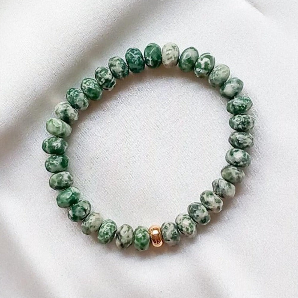 Green spot Jasper Heishi Bracelet