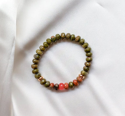 Unakite Heishi Bracelet