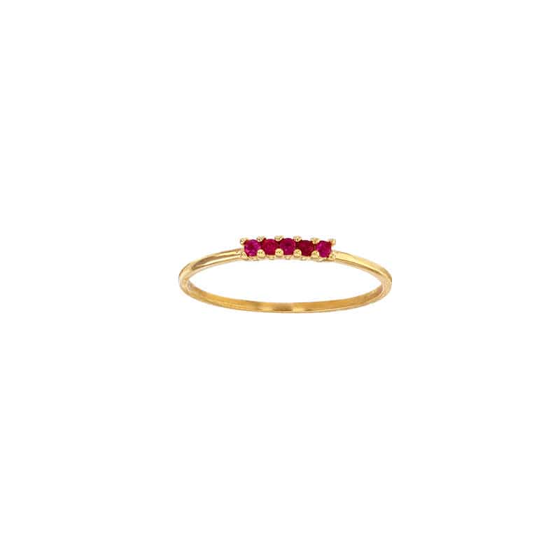 Ruby Gold Ring 5 Stones (18k Gold)